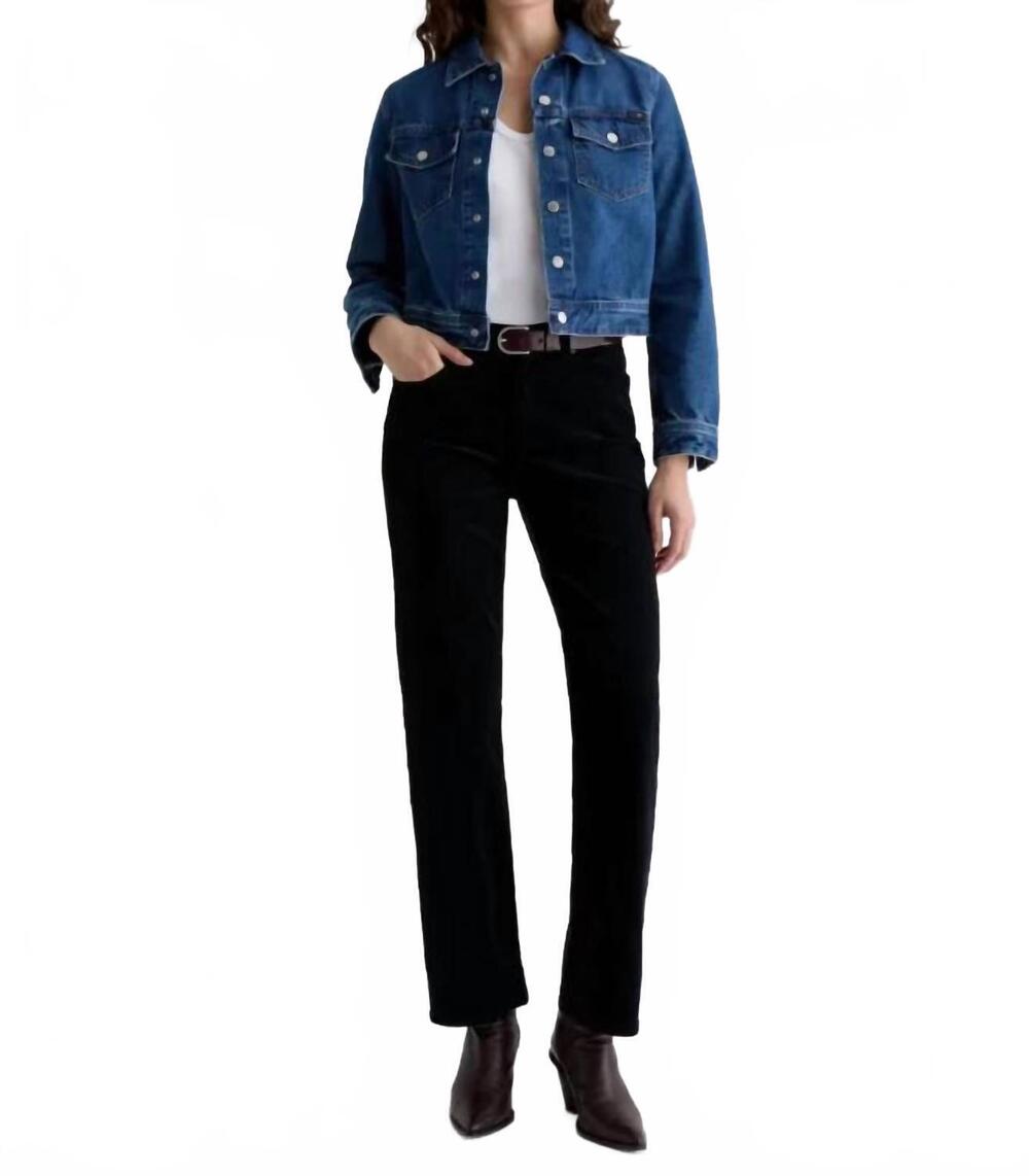 NEW AG JEANS brinley corduroy mid-rise straight jeans in black